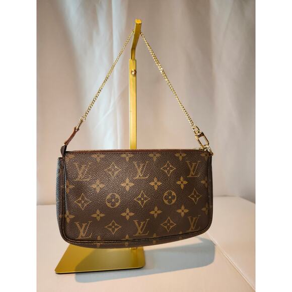 Louis Vuitton Pochette Accessoires LV Monogram Shoulder Bag with Chain Vintage - Picture 1 of 15